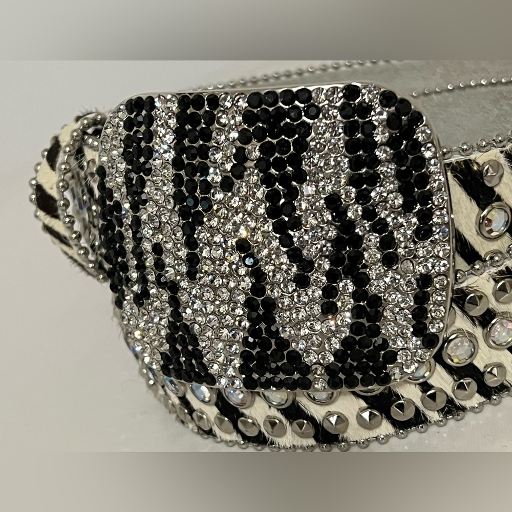 Nocona | Zebra Stripe Horse Hair and Rhinestone Belt - Picture 8 of 11